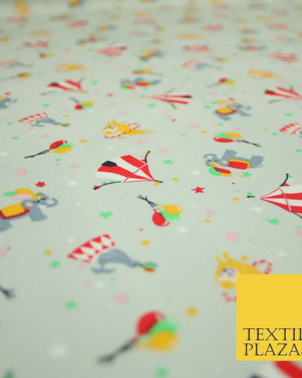 Fun Circus Elephant Balloons Stars 100% Cotton Poplin Print Fabric Face Masks