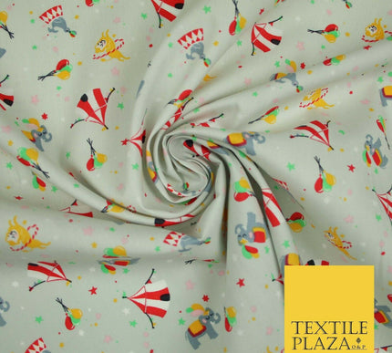 Fun Circus Elephant Balloons Stars 100% Cotton Poplin Print Fabric Face Masks