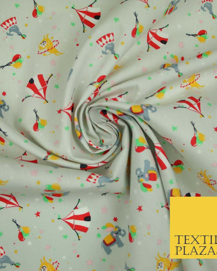 Fun Circus Elephant Balloons Stars 100% Cotton Poplin Print Fabric Face Masks