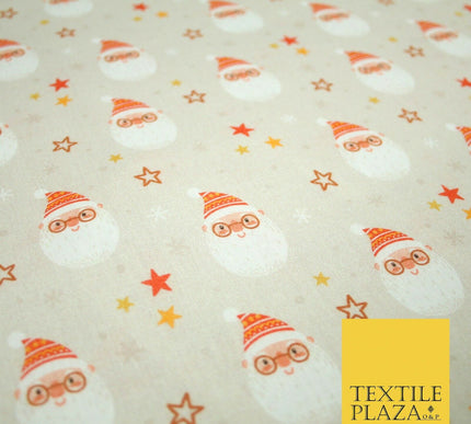 Festive Santa Claus Stars Christmas Digital Print 100% Cotton Fabric 58" 4938