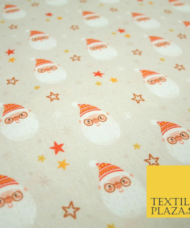 Festive Santa Claus Stars Christmas Digital Print 100% Cotton Fabric 58" 4938