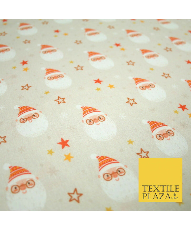 Festive Santa Claus Stars Christmas Digital Print 100% Cotton Fabric 58" 4938
