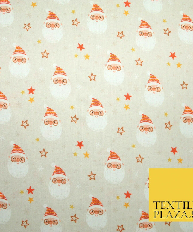 Festive Santa Claus Stars Christmas Digital Print 100% Cotton Fabric 58" 4938
