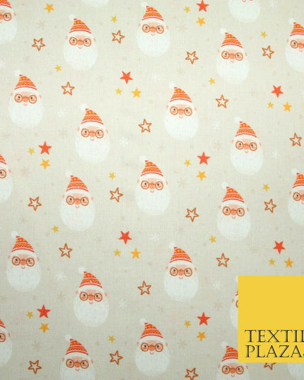 Festive Santa Claus Stars Christmas Digital Print 100% Cotton Fabric 58" 4938