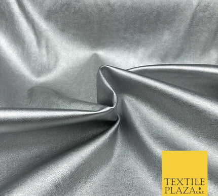SILVER Shiny Premium Metallic Leatherette Fabric 300gsm Dancewear Craft 978