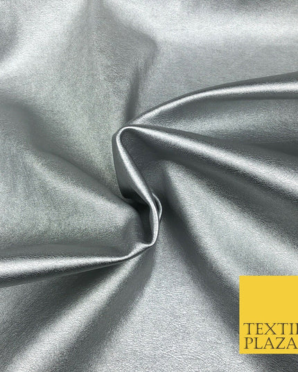 SILVER Shiny Premium Metallic Leatherette Fabric 300gsm Dancewear Craft 978