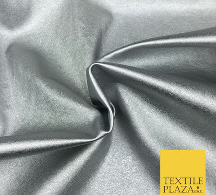 SILVER Shiny Premium Metallic Leatherette Fabric 300gsm Dancewear Craft 978