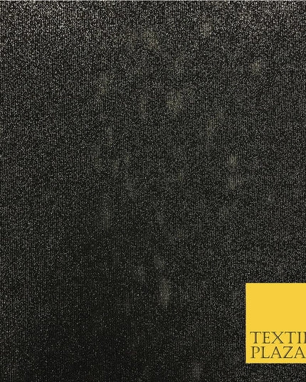 Premium Black Jersey Foil Net Metallic Shimmer Glitter Dancewear Fabric 2314
