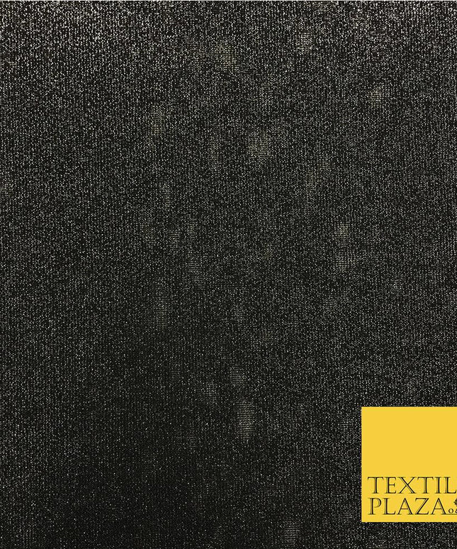 Premium Black Jersey Foil Net Metallic Shimmer Glitter Dancewear Fabric 2314