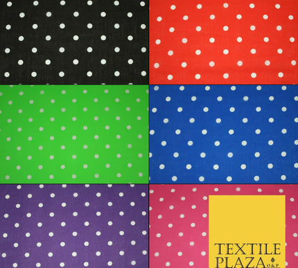 1CM Spotted Polka Dot Printed Poly Cotton Fabric Polycotton Craft Mask 6 COLOURS