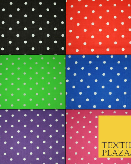 1CM Spotted Polka Dot Printed Poly Cotton Fabric Polycotton Craft Mask 6 COLOURS