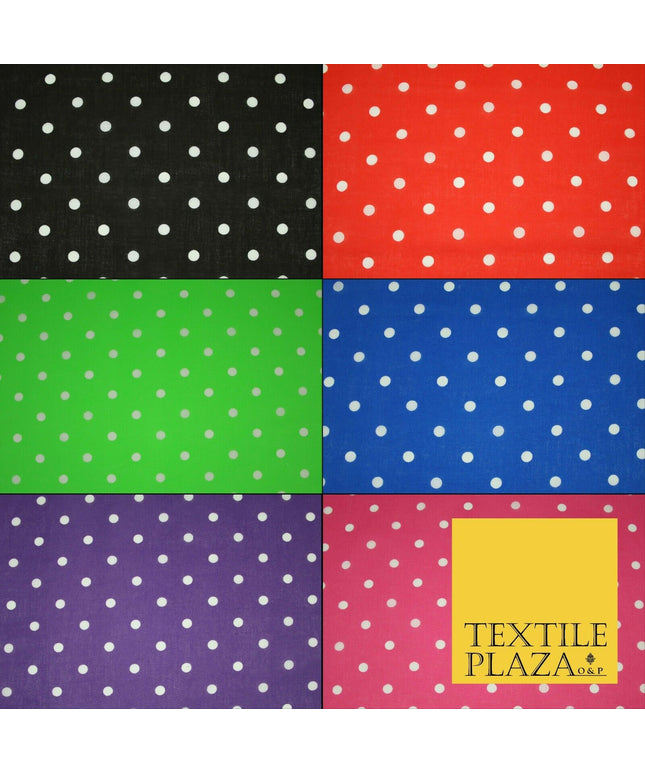 1CM Spotted Polka Dot Printed Poly Cotton Fabric Polycotton Craft Mask 6 COLOURS
