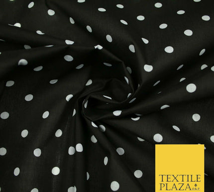 1CM Spotted Polka Dot Printed Poly Cotton Fabric Polycotton Craft Mask 6 COLOURS