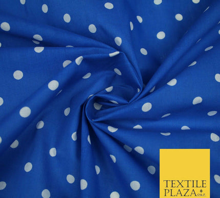 1CM Spotted Polka Dot Printed Poly Cotton Fabric Polycotton Craft Mask 6 COLOURS