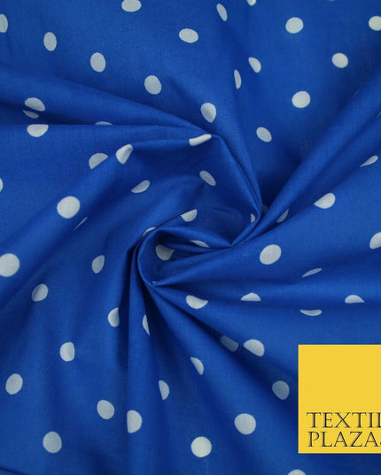 1CM Spotted Polka Dot Printed Poly Cotton Fabric Polycotton Craft Mask 6 COLOURS