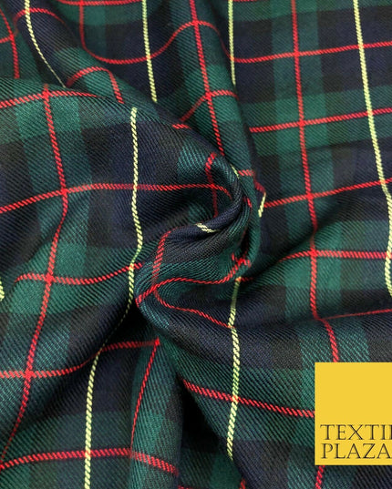 GREEN NAVY Classic Scottish TARTAN Polyester Viscose Fabric 58" Craft Dress Q966
