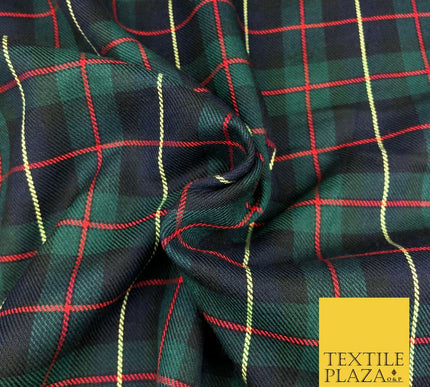 GREEN NAVY Classic Scottish TARTAN Polyester Viscose Fabric 58" Craft Dress Q966