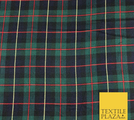 GREEN NAVY Classic Scottish TARTAN Polyester Viscose Fabric 58" Craft Dress Q966