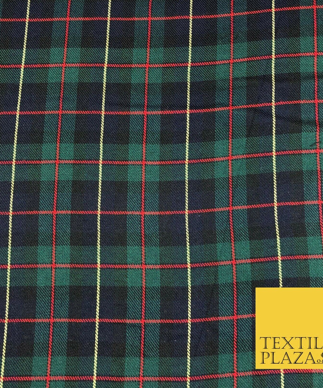 GREEN NAVY Classic Scottish TARTAN Polyester Viscose Fabric 58" Craft Dress Q966