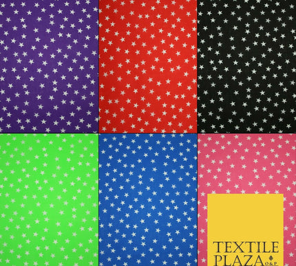 Falling White Mini Stars Printed Poly Cotton Fabric Polycotton Dress Craft Mask