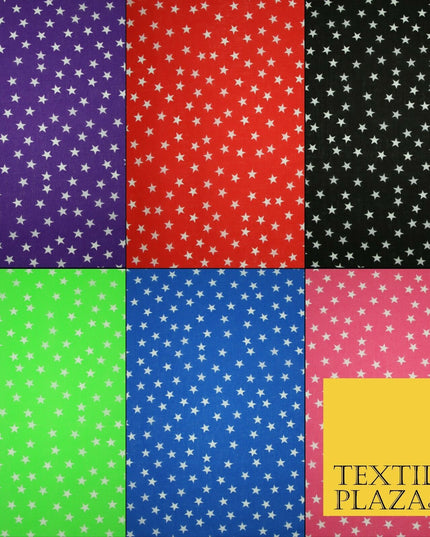 Falling White Mini Stars Printed Poly Cotton Fabric Polycotton Dress Craft Mask