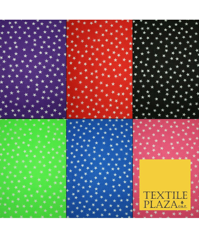 Falling White Mini Stars Printed Poly Cotton Fabric Polycotton Dress Craft Mask