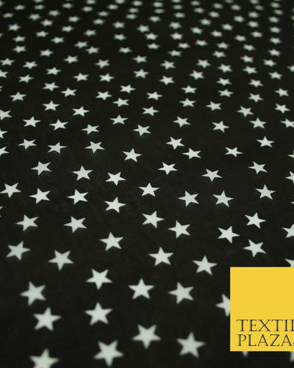 Falling White Mini Stars Printed Poly Cotton Fabric Polycotton Dress Craft Mask