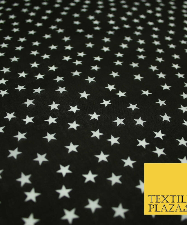 Falling White Mini Stars Printed Poly Cotton Fabric Polycotton Dress Craft Mask
