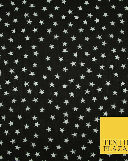 Falling White Mini Stars Printed Poly Cotton Fabric Polycotton Dress Craft Mask