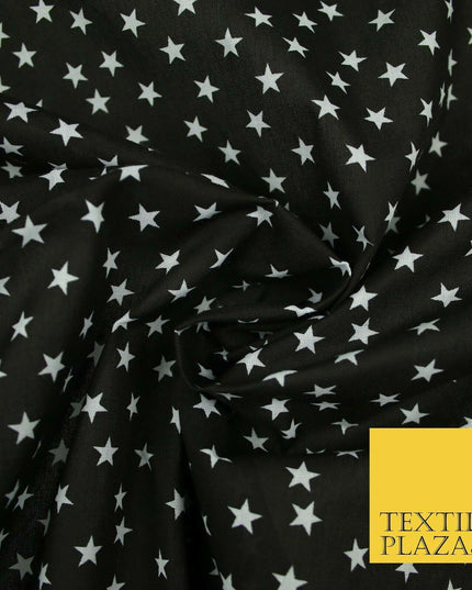 Falling White Mini Stars Printed Poly Cotton Fabric Polycotton Dress Craft Mask