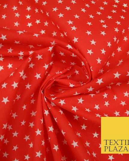 Falling White Mini Stars Printed Poly Cotton Fabric Polycotton Dress Craft Mask