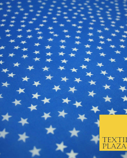 Falling White Mini Stars Printed Poly Cotton Fabric Polycotton Dress Craft Mask