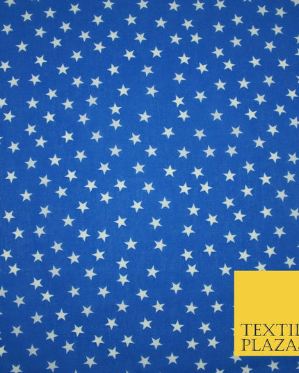 Falling White Mini Stars Printed Poly Cotton Fabric Polycotton Dress Craft Mask