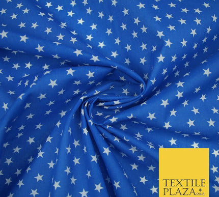 Falling White Mini Stars Printed Poly Cotton Fabric Polycotton Dress Craft Mask