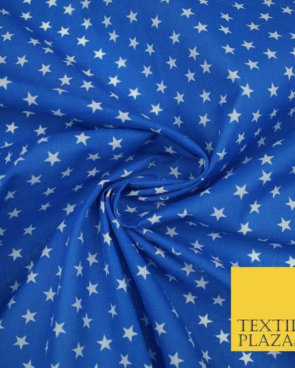 Falling White Mini Stars Printed Poly Cotton Fabric Polycotton Dress Craft Mask