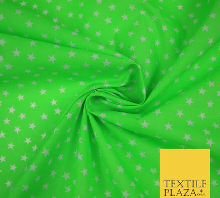 Falling White Mini Stars Printed Poly Cotton Fabric Polycotton Dress Craft Mask