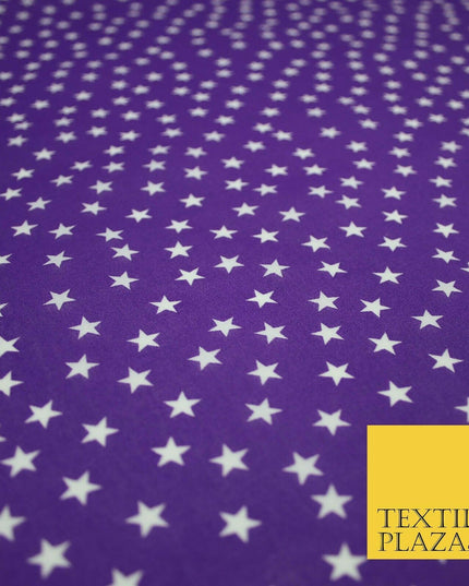 Falling White Mini Stars Printed Poly Cotton Fabric Polycotton Dress Craft Mask