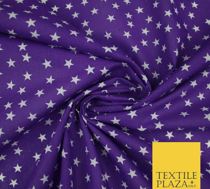 Falling White Mini Stars Printed Poly Cotton Fabric Polycotton Dress Craft Mask