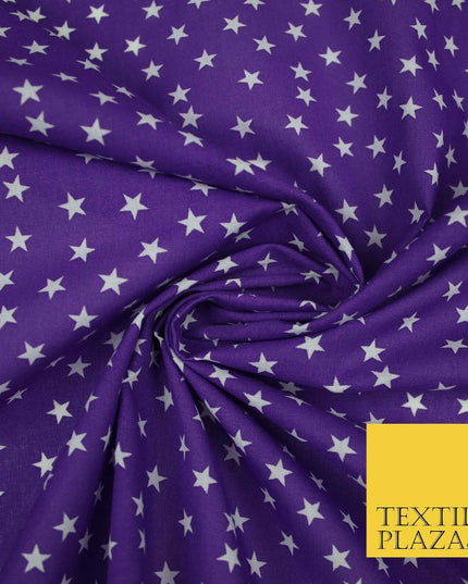 Falling White Mini Stars Printed Poly Cotton Fabric Polycotton Dress Craft Mask