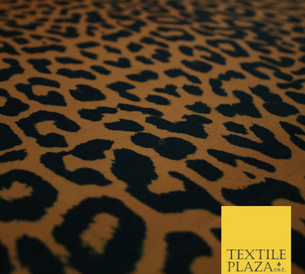 Rust Brown Black Leopard Animal Printed Stretch Jersey Fabric Dress Craft 4357