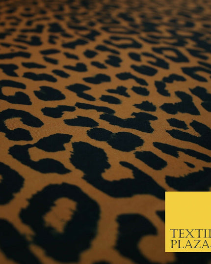 Rust Brown Black Leopard Animal Printed Stretch Jersey Fabric Dress Craft 4357