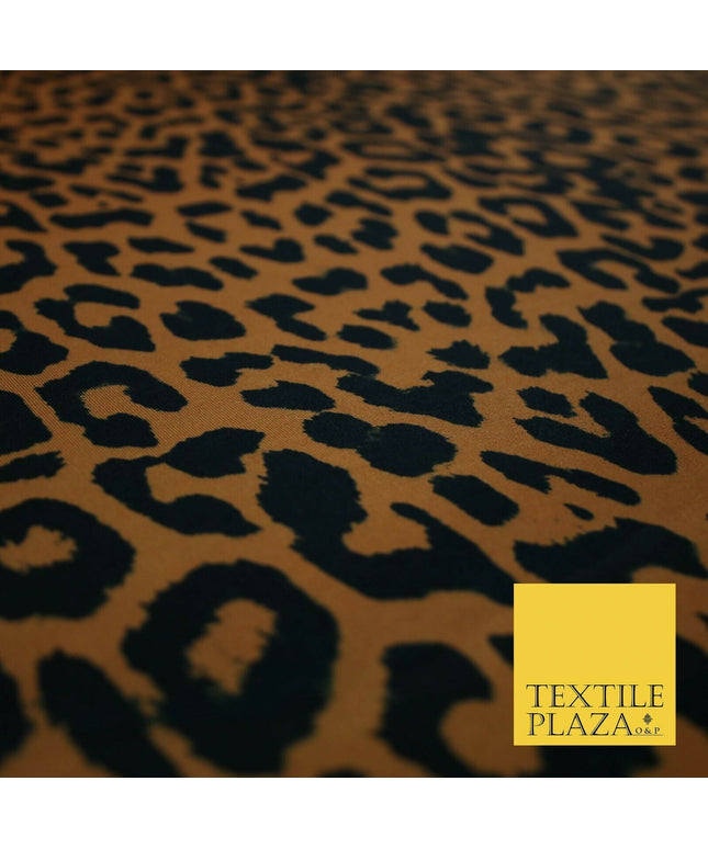 Rust Brown Black Leopard Animal Printed Stretch Jersey Fabric Dress Craft 4357