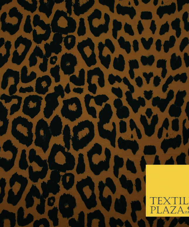 Rust Brown Black Leopard Animal Printed Stretch Jersey Fabric Dress Craft 4357