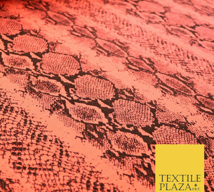 Bright Neon Orange Snake Animal Print Stretch Jersey Fabric Dress Craft 61" 4346