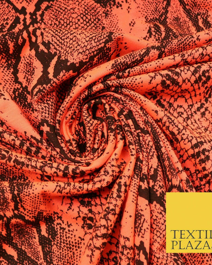 Bright Neon Orange Snake Animal Print Stretch Jersey Fabric Dress Craft 61" 4346