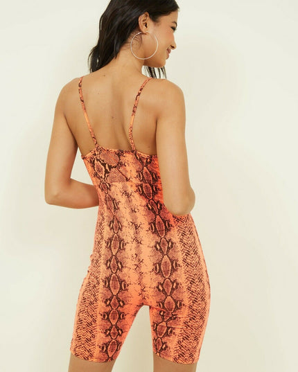 Bright Neon Orange Snake Animal Print Stretch Jersey Fabric Dress Craft 61" 4346