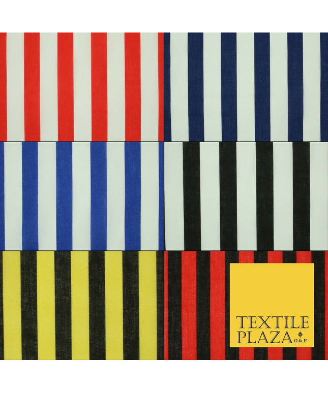 1.5cm Awning Candy Striped Lines Printed Poly Cotton Fabric Polycotton Mask