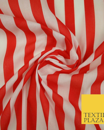 1.5cm Awning Candy Striped Lines Printed Poly Cotton Fabric Polycotton Mask