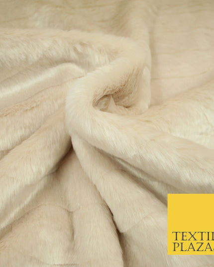 Luxury Silky Soft Striped OYSTER NUDE BLUSH Short Pile Faux Fur Fabric 2297