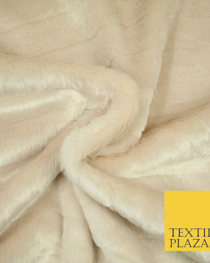 Luxury Silky Soft Striped OYSTER NUDE BLUSH Short Pile Faux Fur Fabric 2297